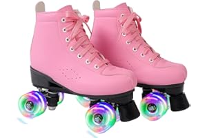 PERZCARE Roller Skates for Women,Double Row 4 Wheels Shiny Quad Men Skates,PU Leather High-top Roller Skates for Girls/Boys/Ladies/Unisex Indoor/Outdoor