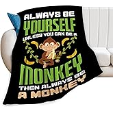Monkey Blanket Super Soft Cozy Banana Fleece Throw Lightweight Animal Plush Bedding Stuff Gifts for Men Women Kids Girls Boys Bed Decor 40"X50"