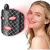 Greprety Red Light Therapy Mask for Face, LED Face Mask with 7 Colors Modes, Rechargeable Beauty Device with Eye Shields, Adjustable Straps & Timer for Home Travel Skincare