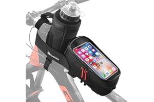 TOOLITIN Bike Phone Frame Bag with Water Bottle Holder Bag, Removable Insulated Waterproof Bike Handlebar Bag, Bicycle Bottle Cup Bag for Mountain