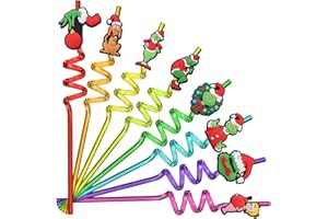 AYMOLAS 24 Christmas Party Favors Christmas Drinking Straws Goodie Gifts for Kids Adults Xmas Party Supplies Decorations with 2 Cleaning Brushes