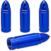 MEAJOO 4PCS Bullet Style Tire Valve Stem Caps, Corrosion Resistant, Universal Aluminium Alloy Dustproof Tire Valve Stem Covers for Cars, SUV, Trucks, Bikes, Motorcycles, Bicycles(Blue)