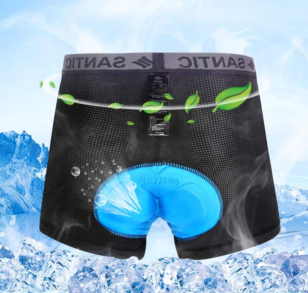Santic Cycling Underwear 3D Padded Bike Underpants Bicycle Gel Shorts for Men Women Black: Clothing