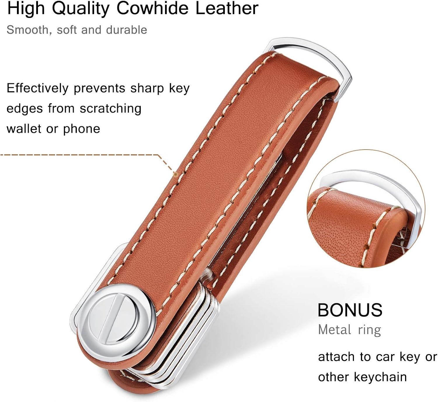 2 Sets Leather Key Organizer Compact Key Holder Folding Pocket Key Holder up to 16 Keys for Mens Father's Day Gift(Black, Brown) at  Men’s Clothing store