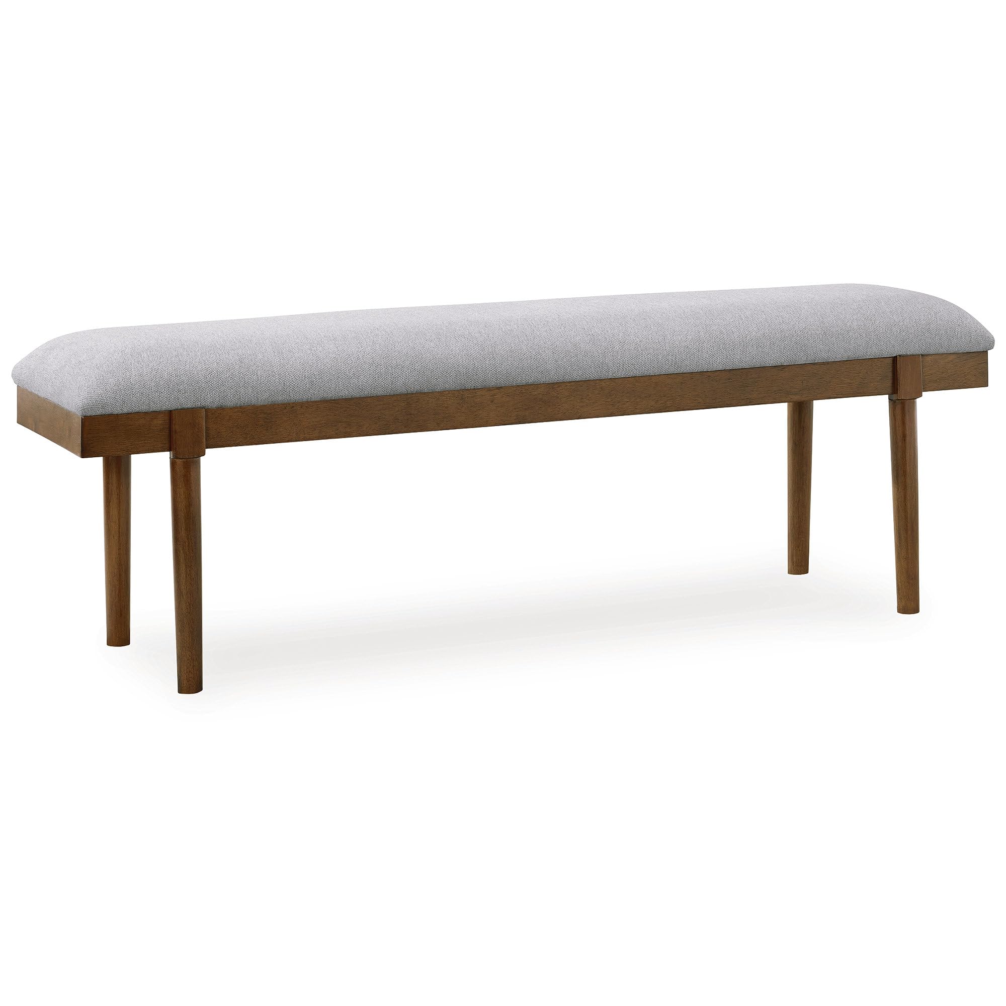 Photo 1 of Signature Design by Ashley Lyncott Casual 59" Upholstered Dining Bench with Solid Wood Frame, Light Gray & Light Brown