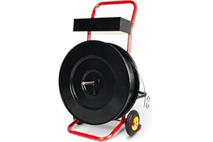 Nroboo Heavy Duty 16" Strapping Cart, Strapping Dispenser for Poly/Plastic Steel/Fibre Strapping, Moveable Strapping Dispenser Deluxe Banding Cart with Built-in Tray(Red)
