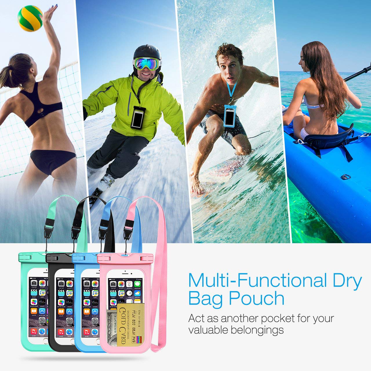 WJZXTEK Universal Waterproof Case,IPX8 Waterproof Phone Pouch Underwater Dry Bag,Compatible iPhone Xs Max/Xr/X/8/8plus/7/7plus Galaxy s9/s8 Note 9/8 Google Pixel up to 6.5\