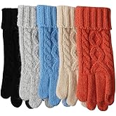 ELMA Womens Texting Touchscreen Winter Cold Weather Super Warm Cozy Wool Knit Thick Fleece Lined Gloves Mittens