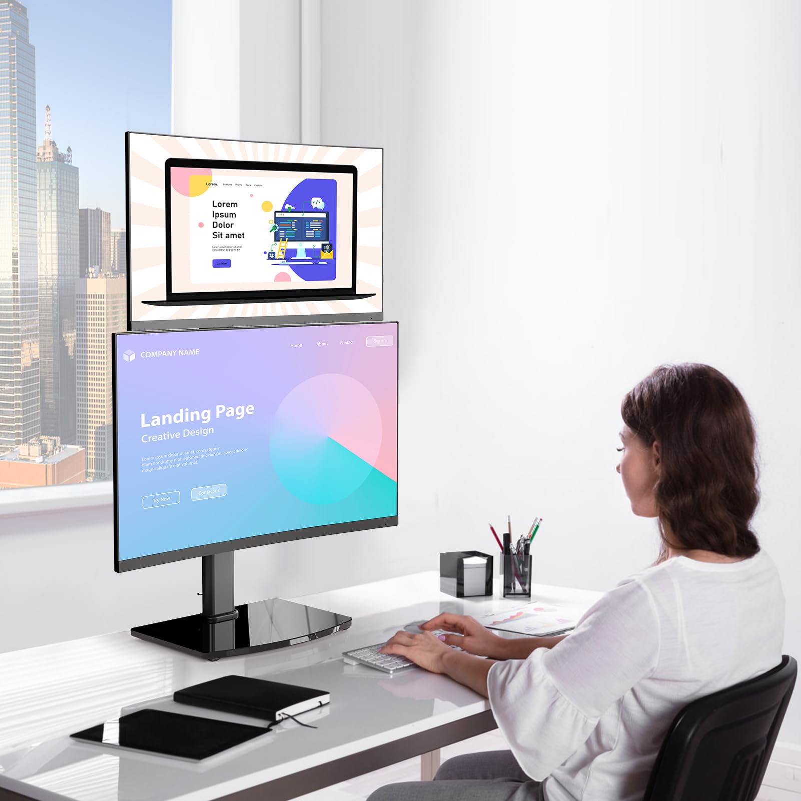 Mua MOUNT PRO Vertical Dual Monitor Stand for 2 Computer Screen up to ...