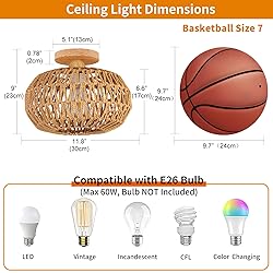 Zswanbei Boho Rattan Ceiling Light - Flush Mount