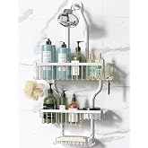 YASONIC Never Rust Shower Caddy Hanging, Aluminum Shower Racks for Inside Shower, 3-Tier Shower Organizer Hanging Over Shower Head with Hooks and Soap Holder, Silver