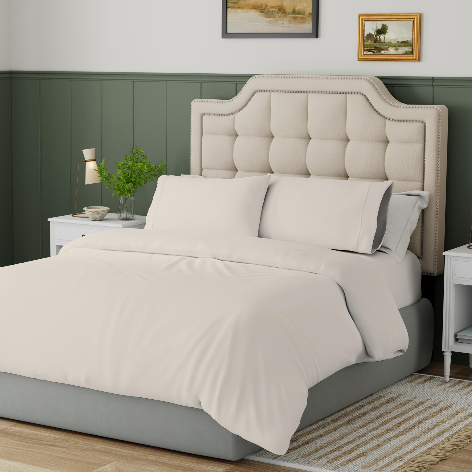 Purity Home Organic 100% Cotton Super King Duvet Cover Set Ivory 260x220 cm, 3 Pieces Bedding, Crisp & Comfy, Lightweight Breathable Comfort, Quilt Cover with Hidden Button Closure & Corner Ties