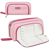wooshwa Pencil Case for Teens Adults Girls, Large Capacity Pencil Pouch for Office College School, Multifunctional Portable Organizer for Cosmetics Stationery Supplies (Pink)