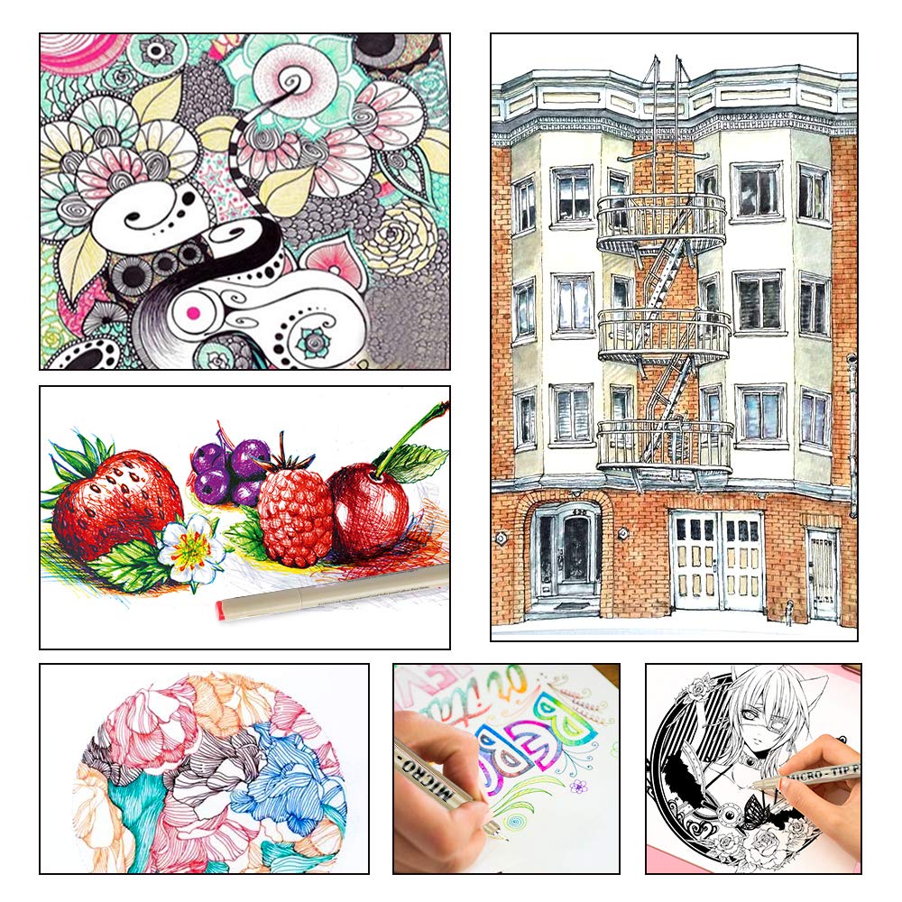 Shuttle Art 18-Pack Micro-line Pens - 11 Waterproof Archival Ink Colors in 0.3MM Felt Tip & 7 Blacks in 0.15-0.5MM For Journaling, Illustrating & Drawing