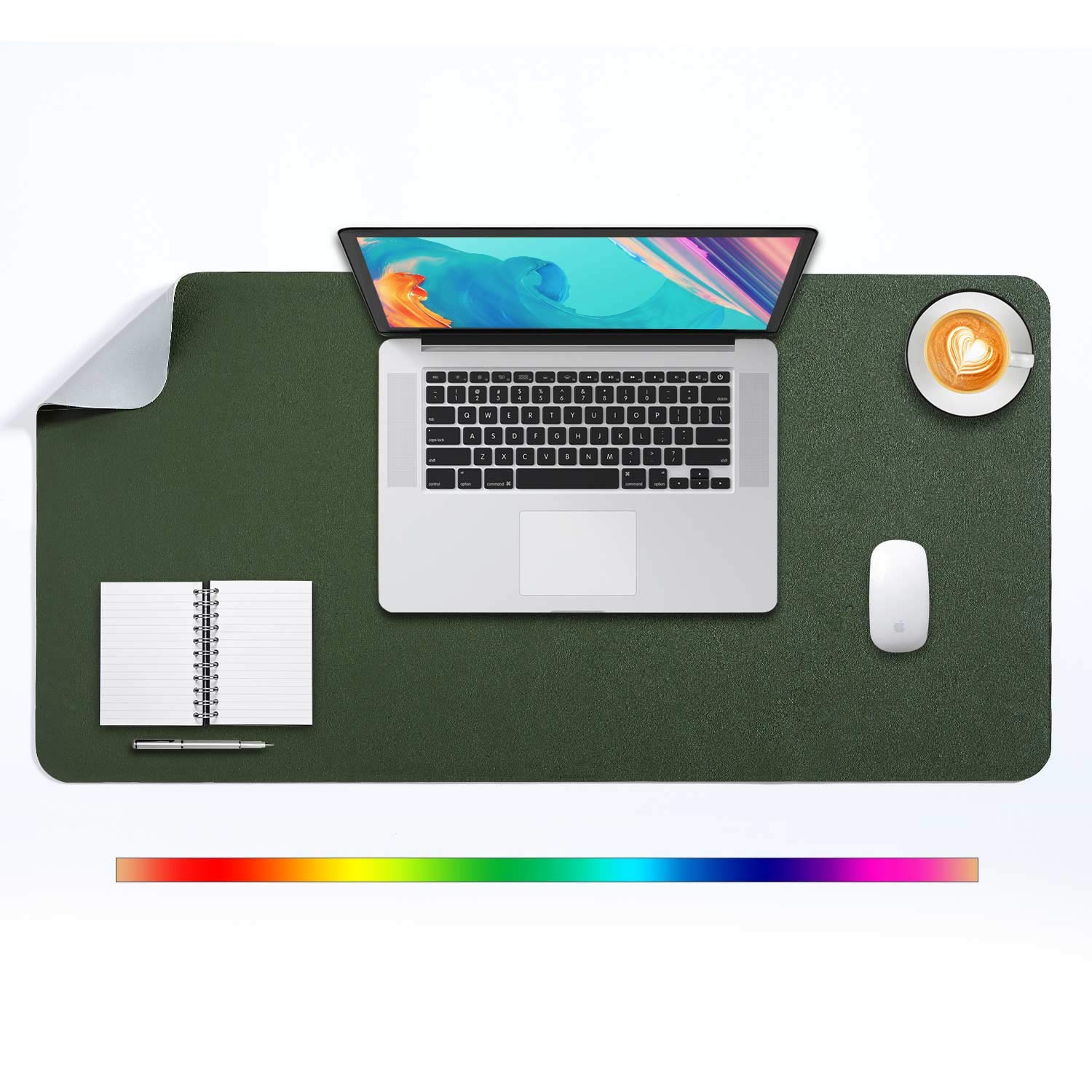 Desk Pad Large, Desk Mat, Extended Mouse Mat, Mouse Pad XL, Desk Blotter, DOBAOJIA Laptop Pad Writing Pad for Office/Home, Dual-Side Use PU Leather Waterproof 31.5" X 15.7" (Dark Green/Gray)