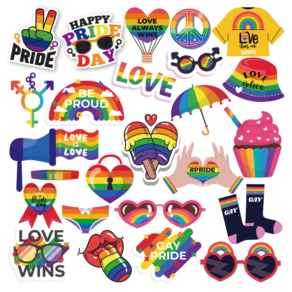 Norinoya Photo Booth Props Set,Party Photo Booth Props (Rainbow)