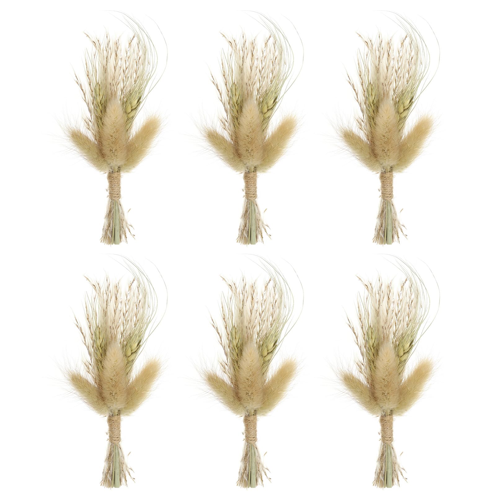 PATIKIL Mini Dried Flower Bouquet, 6 Pcs Pampas Grass Natural Wildflower with Stem Decor Baby's Breath Boho Floral Plant Flower for Crafts DIY Photo Props Gift Wedding Decor, Brown