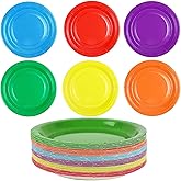 Cadeaux4U 60 Pcs Rainbow Paper Plates, Colored Disposable Party Paper Tray for Birthday, Picnic, Baby Shower All Occasions,7in Round Multicolor Paper Dessert Plates