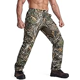 LOOGU Camo Hunting Pants for Men Water-Resistant Quiet & Matte Turkey Hunting Camo Pants for Men with 6 Pockets