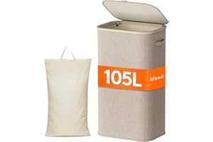 Lifewit 105L Laundry Basket with Lid, Large Laundry Hamper with Handles and Removable Bag, Collapsible Tall Dirty Clothes Ham