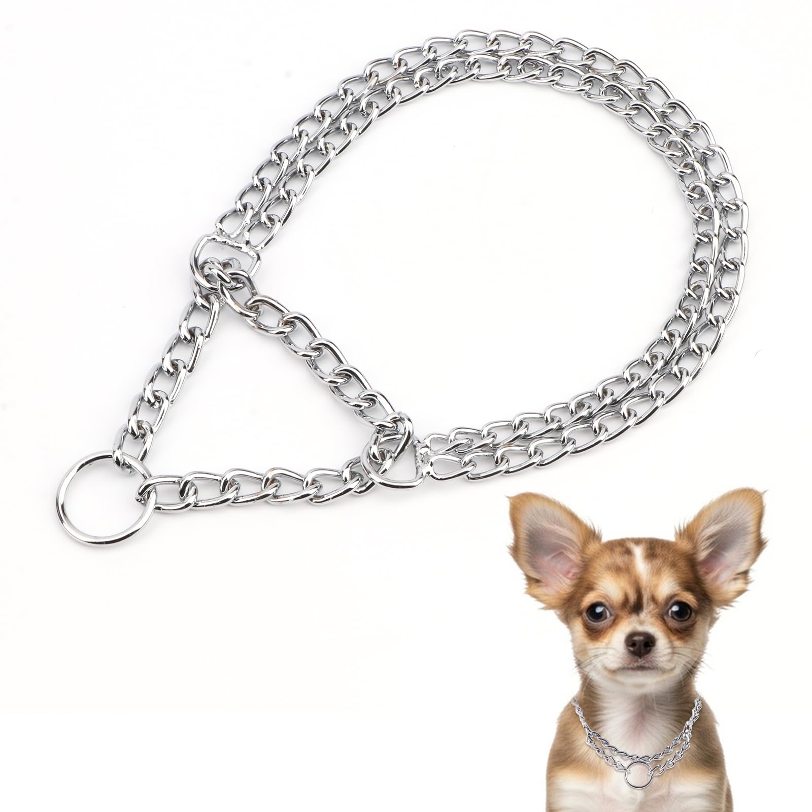 Hypeety Training Collars Chain Martingale Dog Pet Collar Pinch Metal Slip Choke Stainless Steel Chain Collar for Medium and Large Dogs (M)