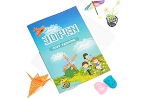 Gelapa 3D Printing Drawing Book, Reusable 40 Patterns Paper Template with a Clear Plate, Stencils and Templates Graffiti for 