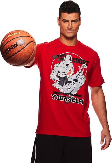 AND1 Men's Graphic Basketball Tee - Short Sleeve Gym & Training Activewear T Shirt - Court Red 