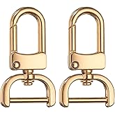 HARFINGTON 2pcs Detachable Snap Hook Swivel Clasp 3/4" (20mm) Zinc Alloy D-Rings Lobster Claw Clasp with Screw Bar for Keychain Lanyard Purse Hardware DIY Craft, Light Gold