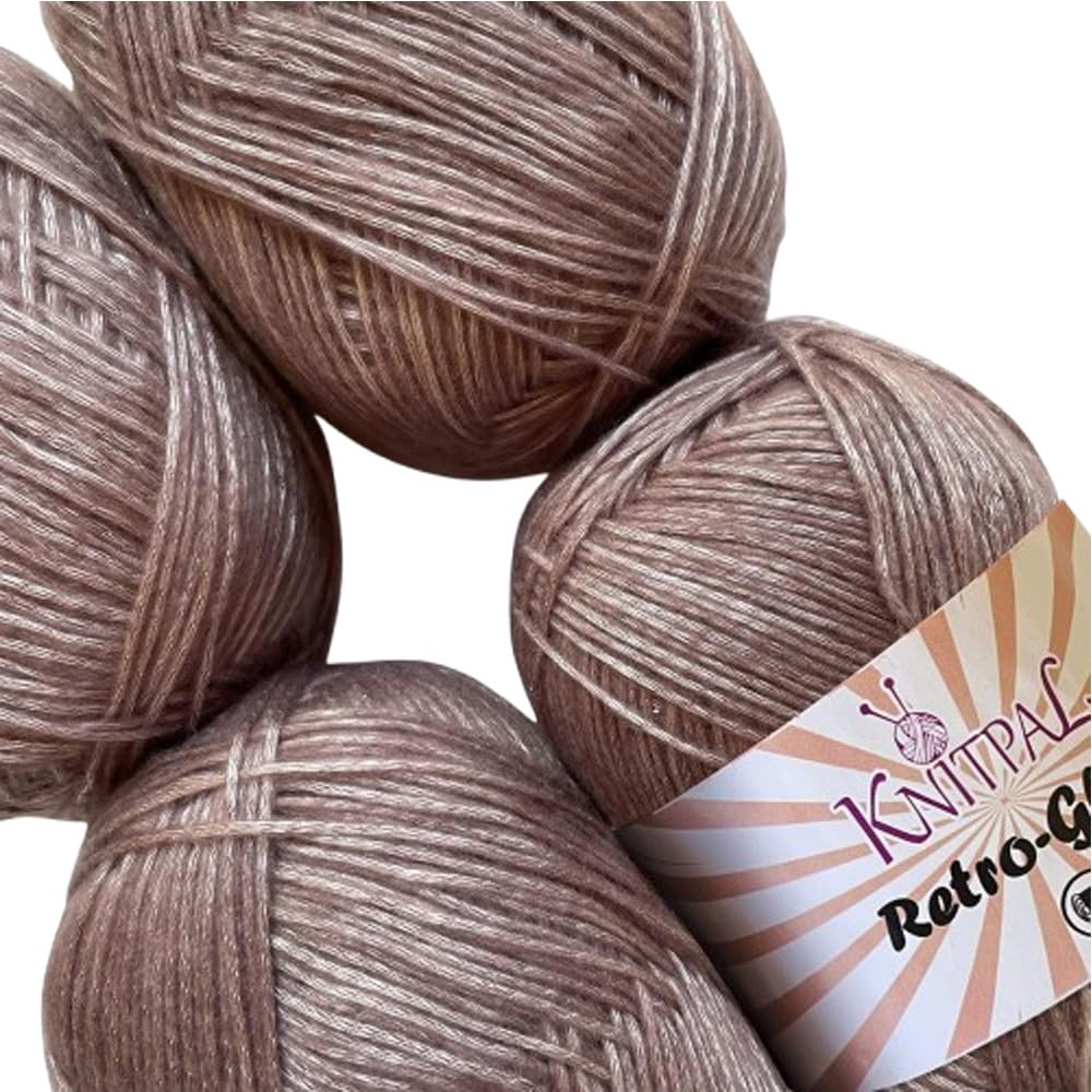 Retro-Glam Metallic Sparkle Yarn, Sheen, Soft, Shiny for Knitting and Crocheting, Bulk Size 4 Skeins, 1172m/400g, #3 DK Weight (Pink Grey) — image 1