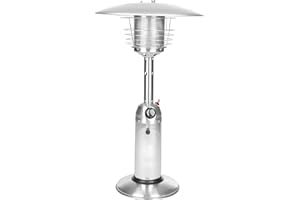 Fire Sense 60262 Portable Patio Heater Outdoor Tabletop Lightweight Propane 10,000 BTU Auto-Shutoff Valve CSA Approved - Stainless Steel
