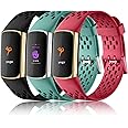 Maledan Compatible with Fitbit Charge 5/ Fitbit Charge 6 Bands Women Men, Breathable Sport Band Soft Waterproof Replacement Wristbands Strap for Fitbit Charge 5/ Charge 6 Advanced Fitness Tracker