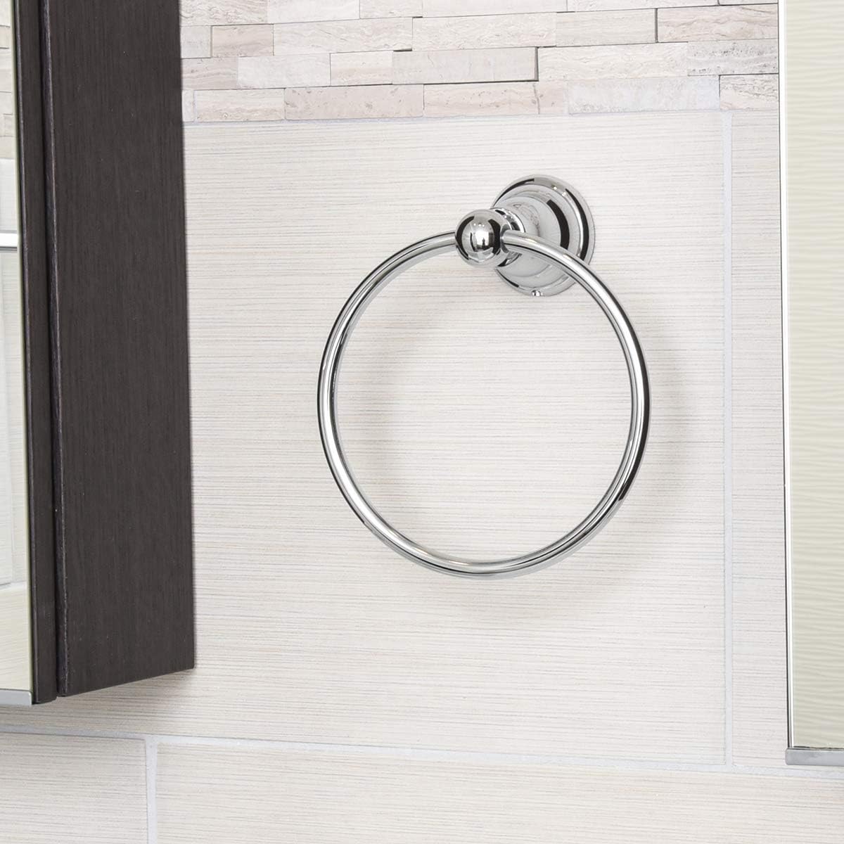 Basics AB-BR807-SN Modern Towel Ring, 6.3-inch Diameter, Satin Nickel: Home Improvement