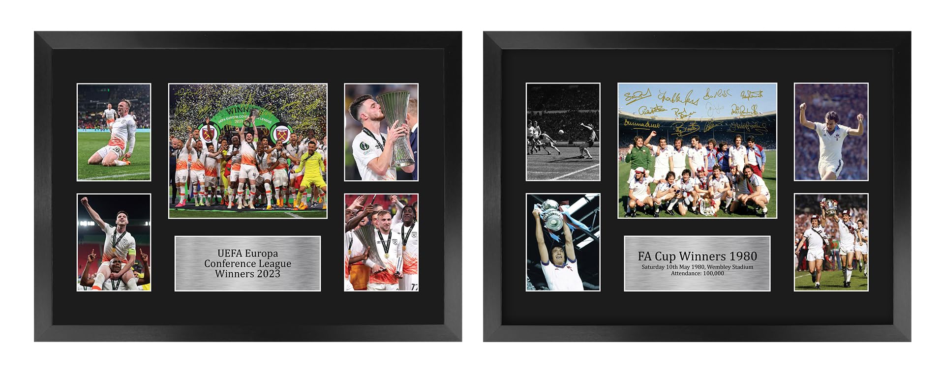 HWC Trading FR A3 The Hammers UEFA Europa Conference League Winners 2023 & 1980 FA Cup Winners Collection of 2 Printed Signed Autograph Photograph Display for Football Fans - A3 Framed