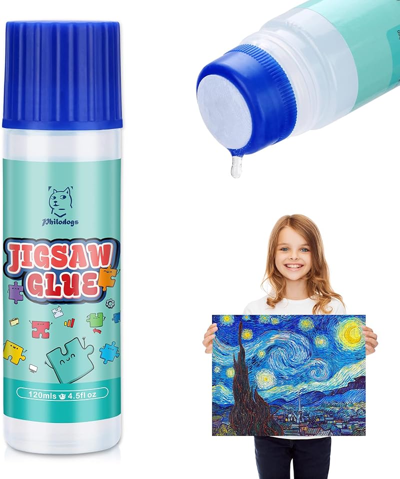 PHILODOGS 120ml Puzzle Glue with Sponge Applicator for Jigsaw Puzzles