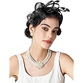 SWEETV Fascinators Headband with Feather, Women's Tea Party Hat for Kentucky Derby, Cocktail, Wedding, Fancy Dress Party