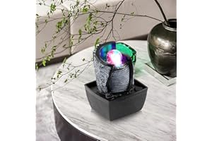 WICHEMI Indoor Fountain Tabletop Fountain Mini Waterfall Fountains Relaxation Water Feature Feng Shui Zen Meditation Desktop Fountain with Rolling Ball for Home Office Indoor Spaces Decor (Style 3)