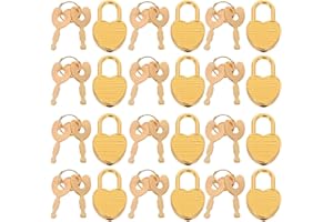 INOOMP 12 Sets Mini Heart Shape Padlock with Key - Gold Cute Locks for Notebooks, Diaries & Storage Boxes