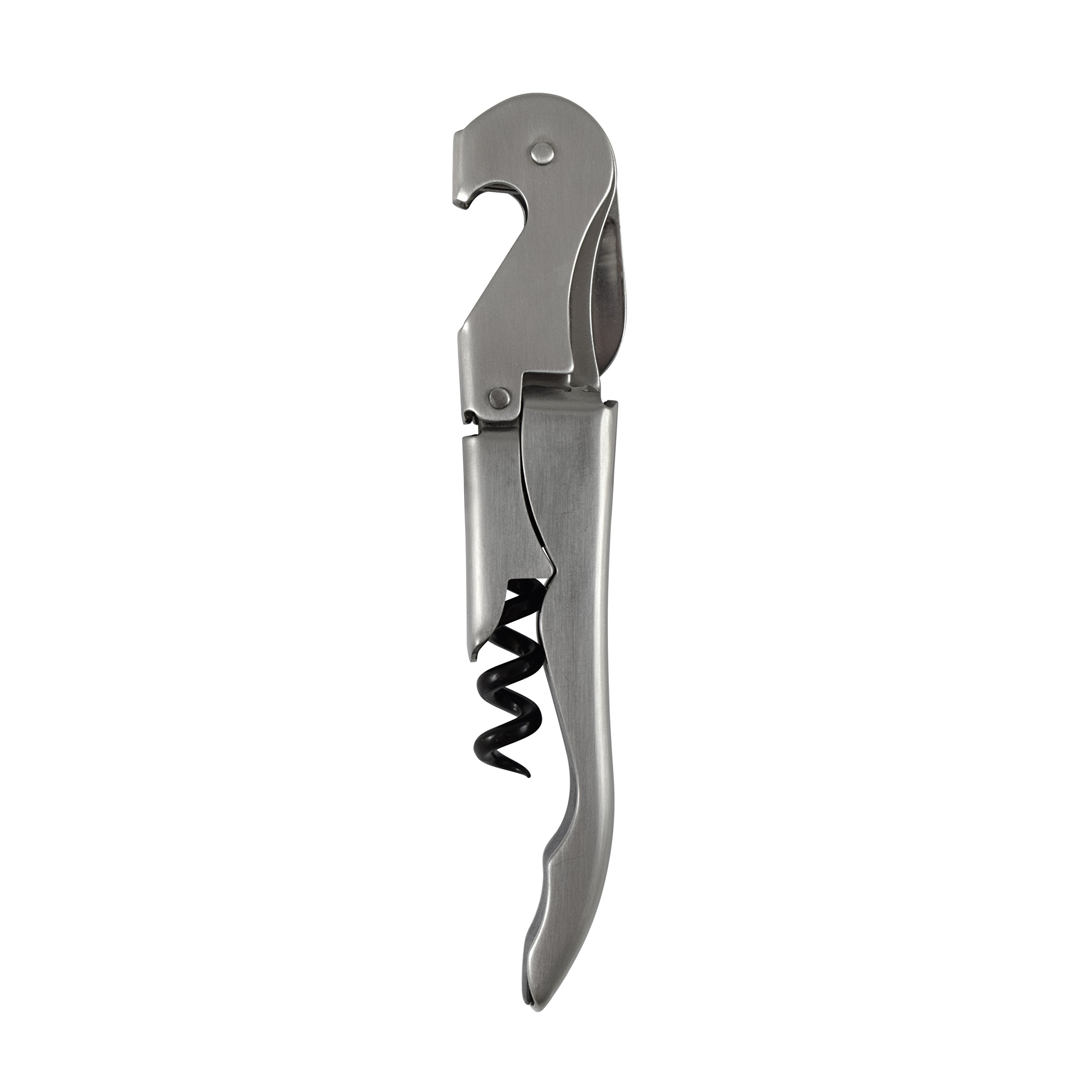 TM ELECTRON hocu008 Professional Corkscrew with Double Hinge, Blade, Bottle Opener and tirabuzón, Stainless Steel