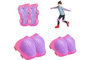 EILLEO Knee Pads for Kids Elbow Pads Set Toddler Protective Gear Set Kids Elbow Pads and Knee Pads for Girls Boys with Wrist Guards 3 in 1 for Cycling Electric Bike Rollerblading Scooter Pink