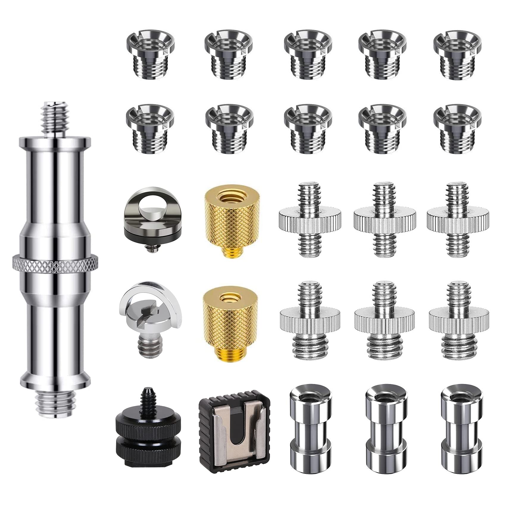 Homeet Camera Screw Mount Set, 26Pcs 1/4 Inch and 3/8 Inch Converter Threaded Screws Adapter Flash Shoe Mount for DSLR Camera/Tripod/Monopod/Ballhead/Flash Light/Quick Release Plate