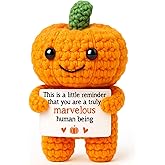 Mini Pumpkin Man Halloween Decor Indoor Gifts, Halloween Basket Gifts for Women Teen Girl Boy Kid, Spooky Boo Basket Stuffers, Fall Thanksgiving Decorations for Home, Handmade Crochet Pumpkin Decor