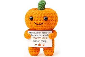 BVXFR Mini Pumpkin Man Halloween Decor Indoor Gifts, Halloween Basket Gifts for Women Teen Girl Boy Kid, Spooky Boo Basket Stuffers, Fall Thanksgiving Decorations for Home, Handmade Crochet Pumpkin Decor