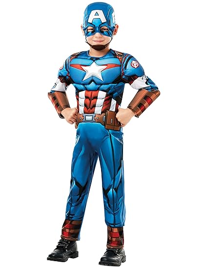 Rubie's 640889 Offizielles Marvel Avengers Captain America Deluxe Kind costume-age 9–10, Höhe 140 cm, Jungen, one size