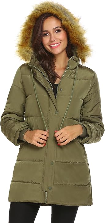 Amazon Com Unibelle Women Parkas Jacket Faux Fur Hooded Lined