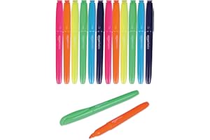 Amazon Basics Highlighters, Fluorescent Ink, Chisel Tip, Assorted Colors, School Supplies, 12 Pack