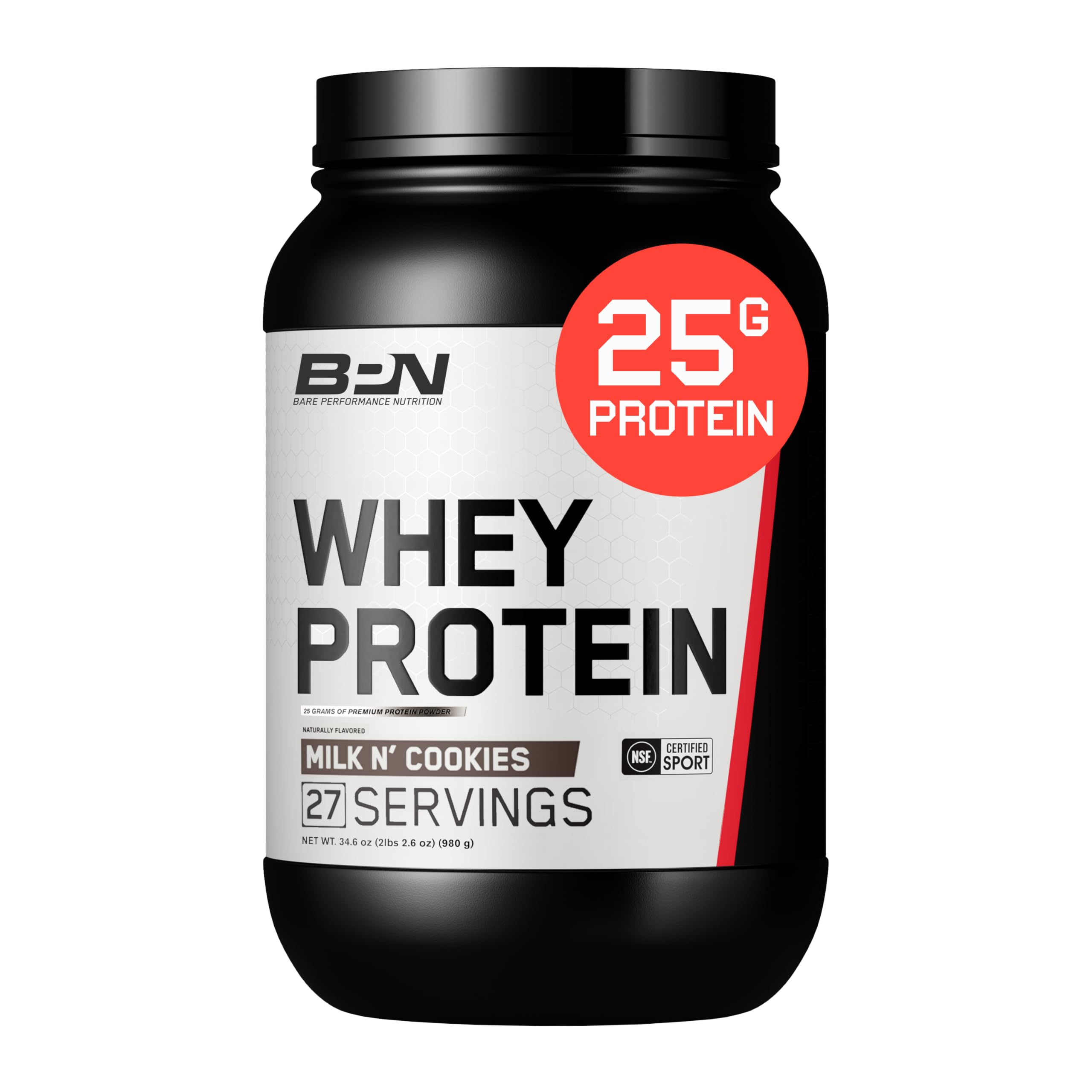 BARE PERFORMANCE NUTRITION, BPN Whey Protein + Casein Protein Powder Blend, Milk N' Cookies, 25g Protein per Serving Supports Lean Muscle Recovery, 27 Servings, Third Party Tested Image