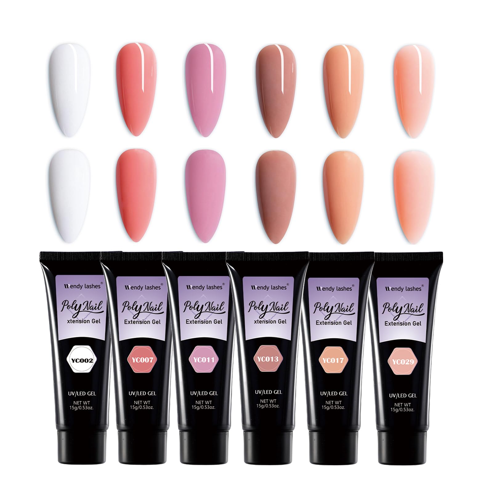 Nail Extension Gel Kit Nude Pink White 6 Colors 15ml Poly Nail Gel Builder Gel Nail for Home DIY Nail French Manicure(CS)