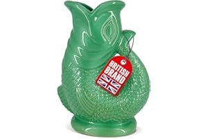 Glug Jug The Bubble Jug® Ocean Green 50 fl oz 1.5L Litre Extra Large Gurgle Pitcher Fish Shaped Decorative Ceramic Glugging C