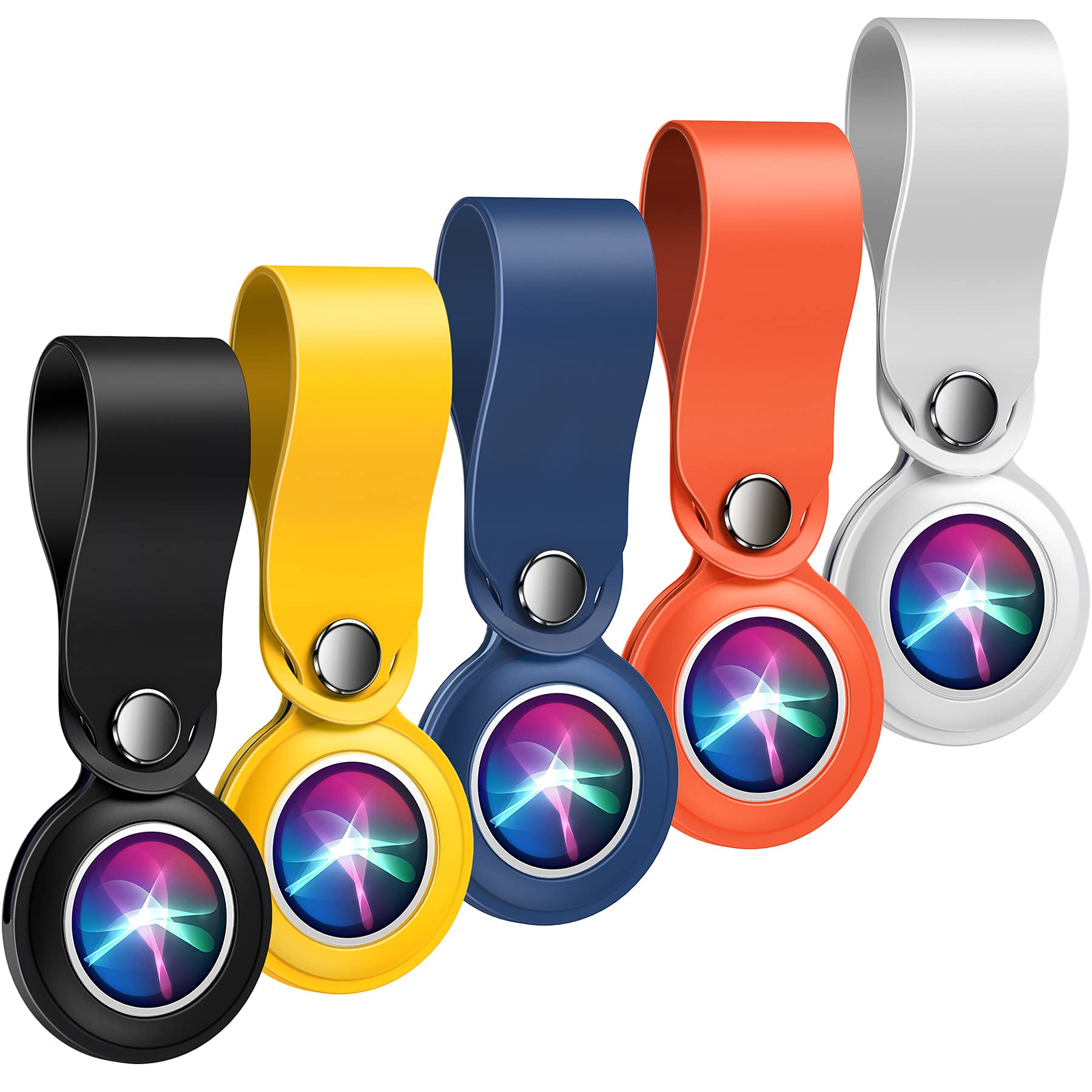 [5 Packs]Benazcap Liquid Silicone Protective Airtags Case, Soft and Anti Scratch Protective Skin Airtags Keyring Airtags Holder