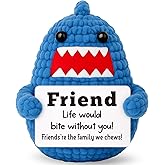 Best Friend Birthday Gifts for Women Bestie BFF Soul Sister Valentines Gifts for Friends Coworker Valentines Galentines Day Decorations Positive Shark Crochet Appreciation Friendship Gifts for Woman